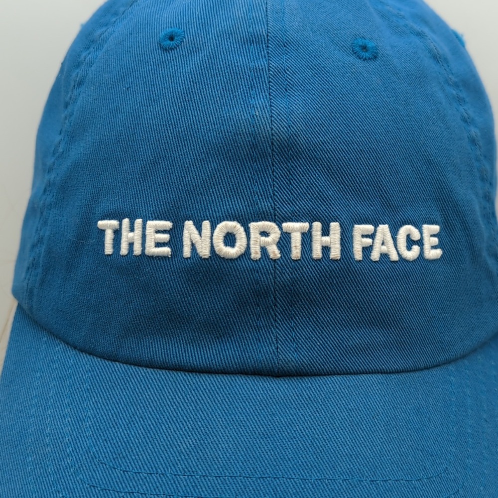 The North Face Hat Cap Horizontal Spell Out Logo Unisex Blue One Size Adjustable - Picture 2 of 16